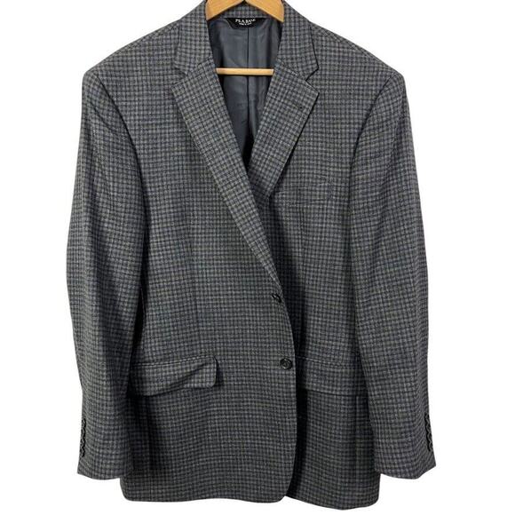 Jos A Bank Signature Collection Gray Blue Plaid Suit Jacket Blazer Wool sz 46R - Picture 1 of 16
